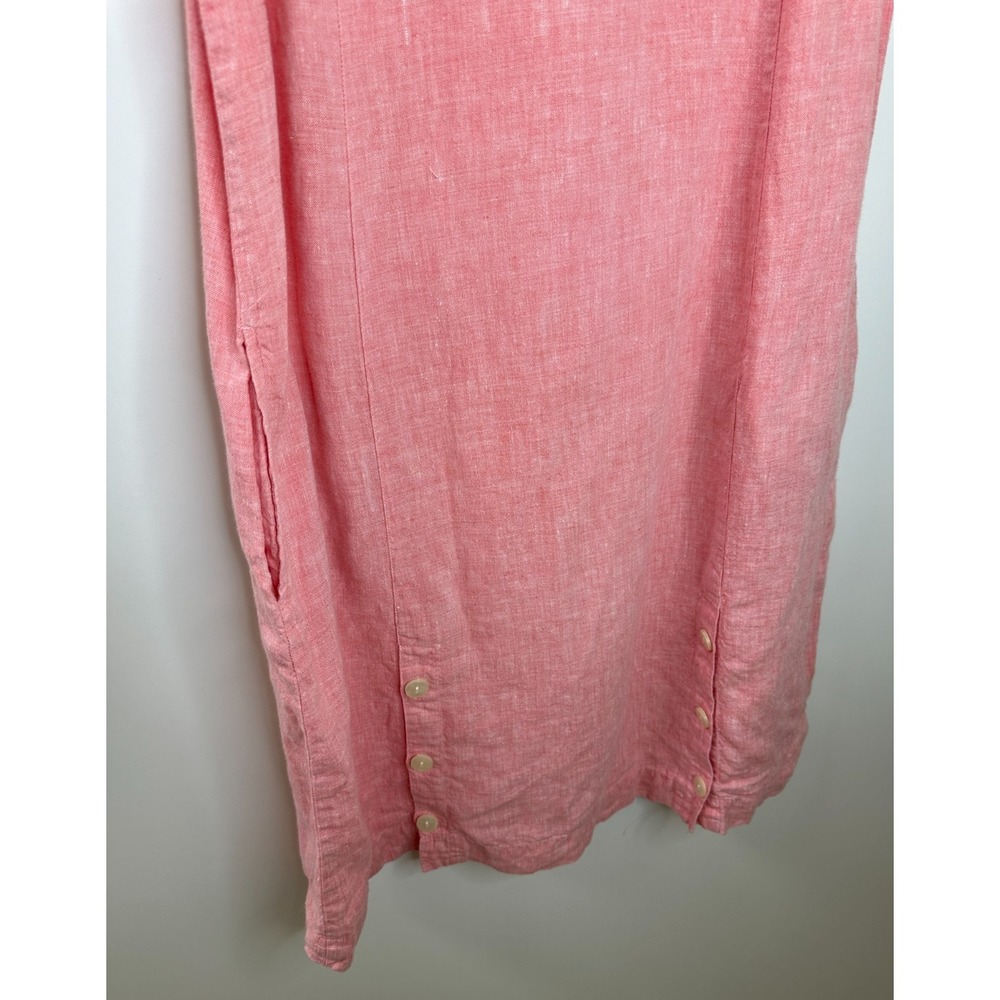J. Jill Love Linen Shift Dress Pockets Sleeveless Button Bottom Coral Medium - Picture 5 of 11